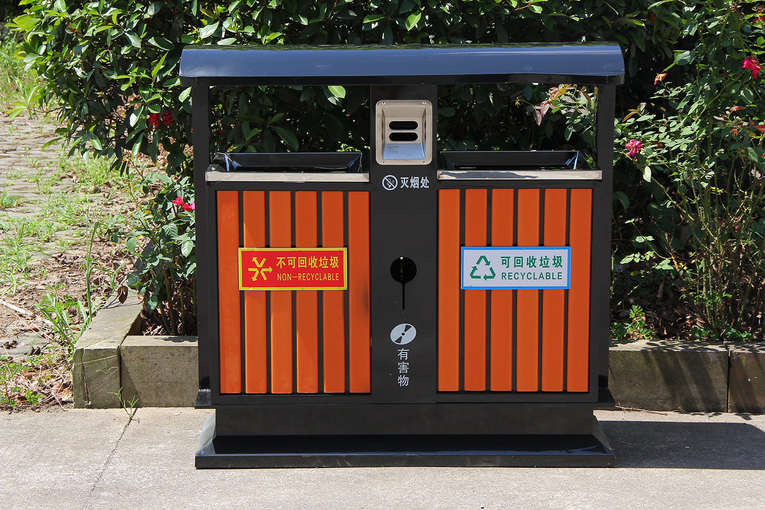 户外公园景区垃圾桶 钢木高档分类果皮箱 室外新款垃圾桶 果壳箱