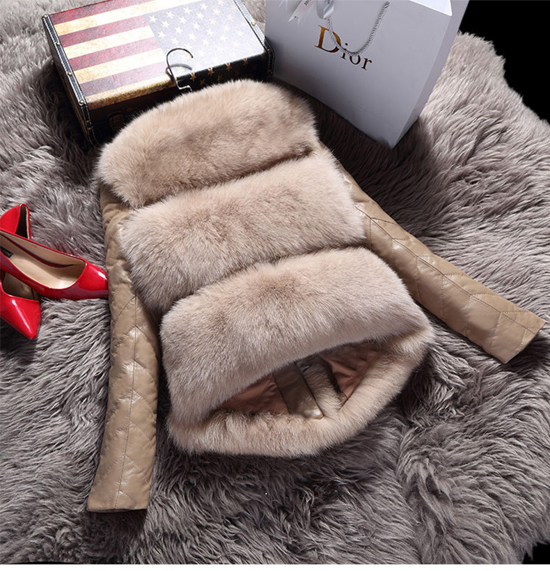 2017秋冬海宁狐狸毛仿皮草外套整皮绵羊皮女士短款可拆卸长袖外贸