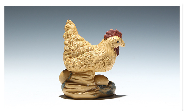 牧牛创意手工茶宠母鸡下蛋 宜兴紫砂茶玩茶盘雕塑摆件一个混批