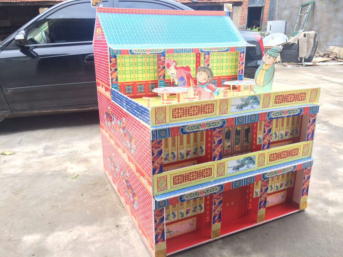 殡葬用品纸扎大全 灵屋纸房大别墅 布幡纸人白事祭祀用品批发