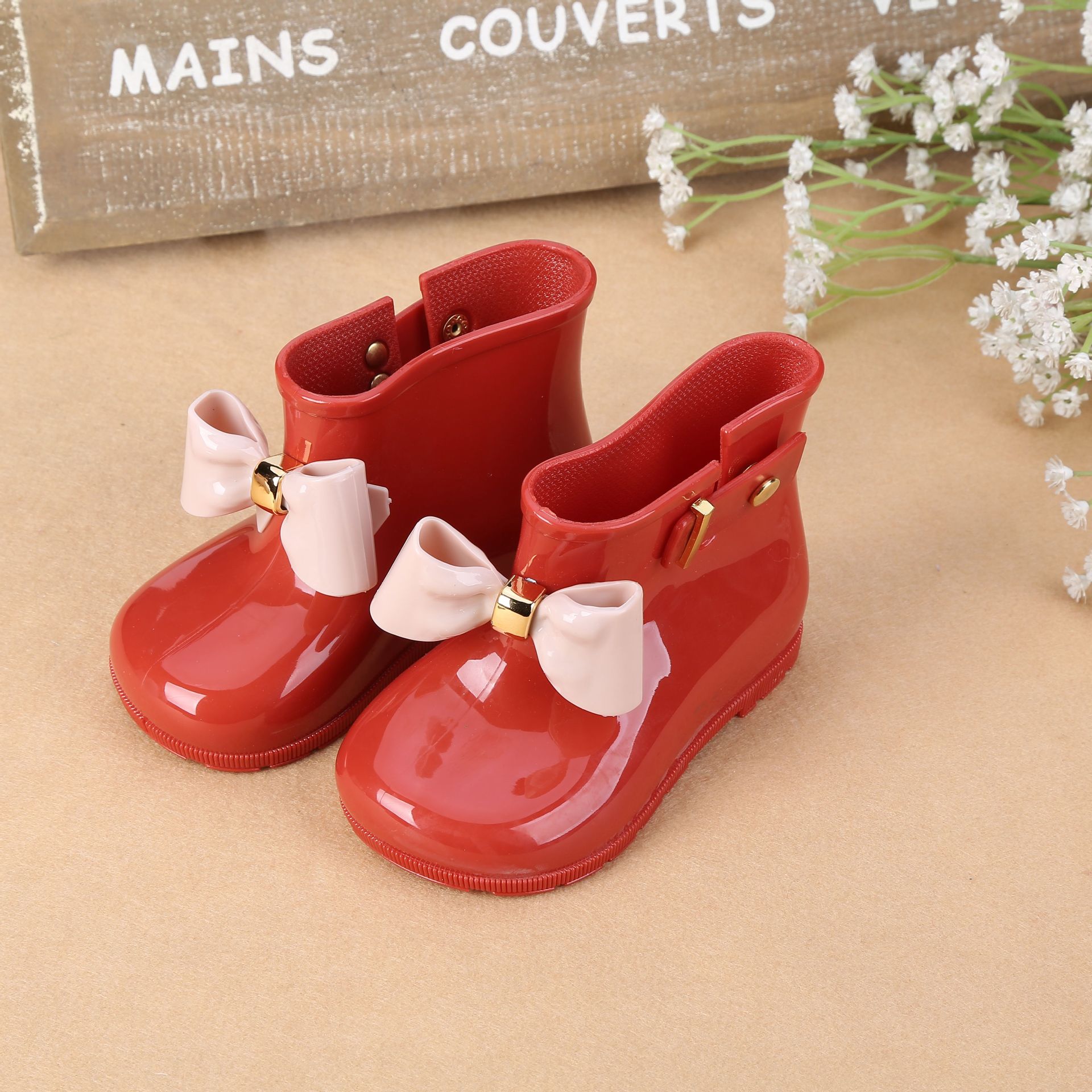 2017新款女童雨鞋儿童水鞋防滑水鞋女童蝴蝶结雨鞋