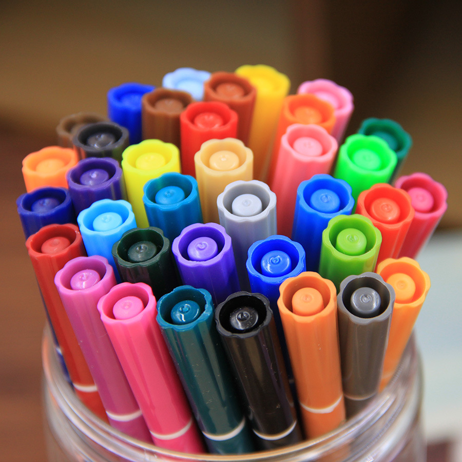 批发锐牌水彩笔小爱心无毒可水洗水彩笔36色画画文具彩色水画笔