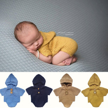 跨境速卖通新款婴儿照相道具 新生儿照相服饰 婴儿手工毛线连体衣