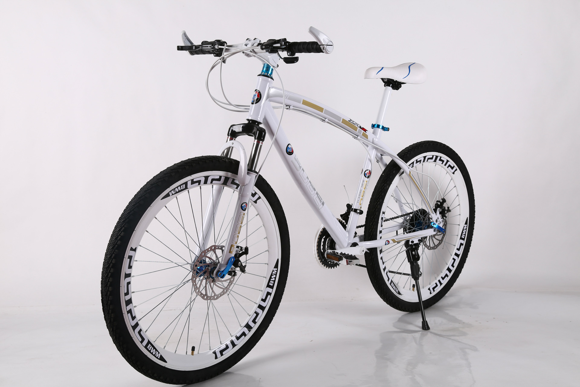 26寸山地车双碟刹山地车弯梁男女自行车50mm辐条轮山地车