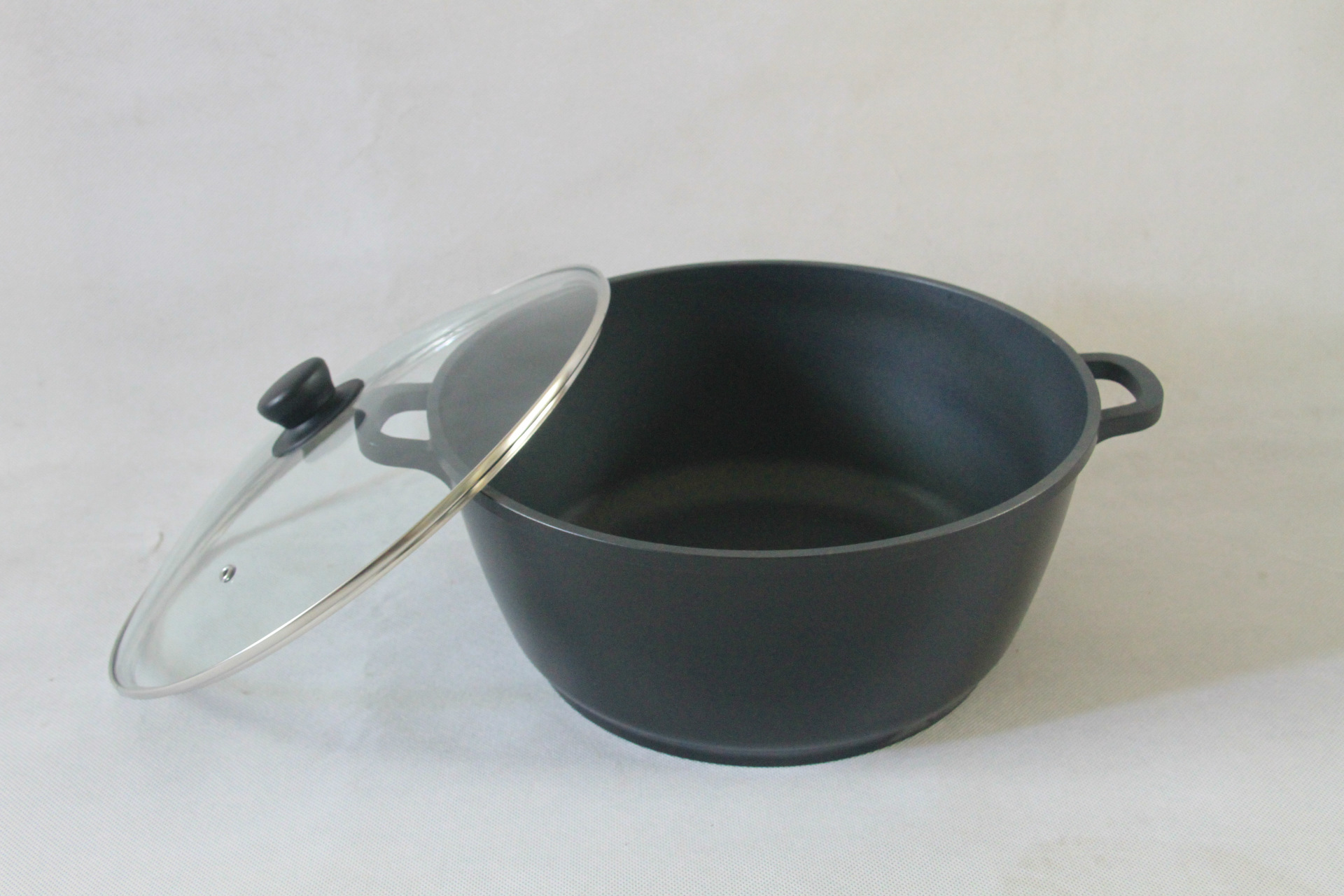 厂里供应 电磁炉用双耳深汤锅日式汤锅 复底铝压铸锅|双耳深煎锅