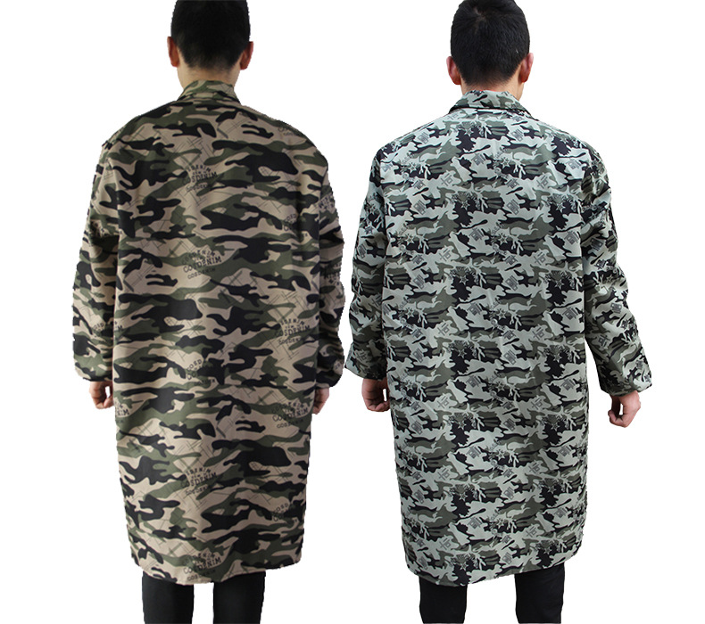 批发迷彩大褂 长袖劳保工作服物流仓库搬运防尘耐磨长大褂定做