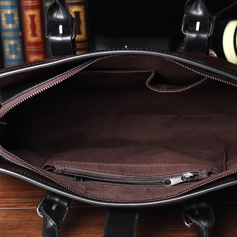 Crazy Horse Leather New Men's Handbag Business Bag Fashion Shoulder Bag Men's Large Capacity Computer Briefcase