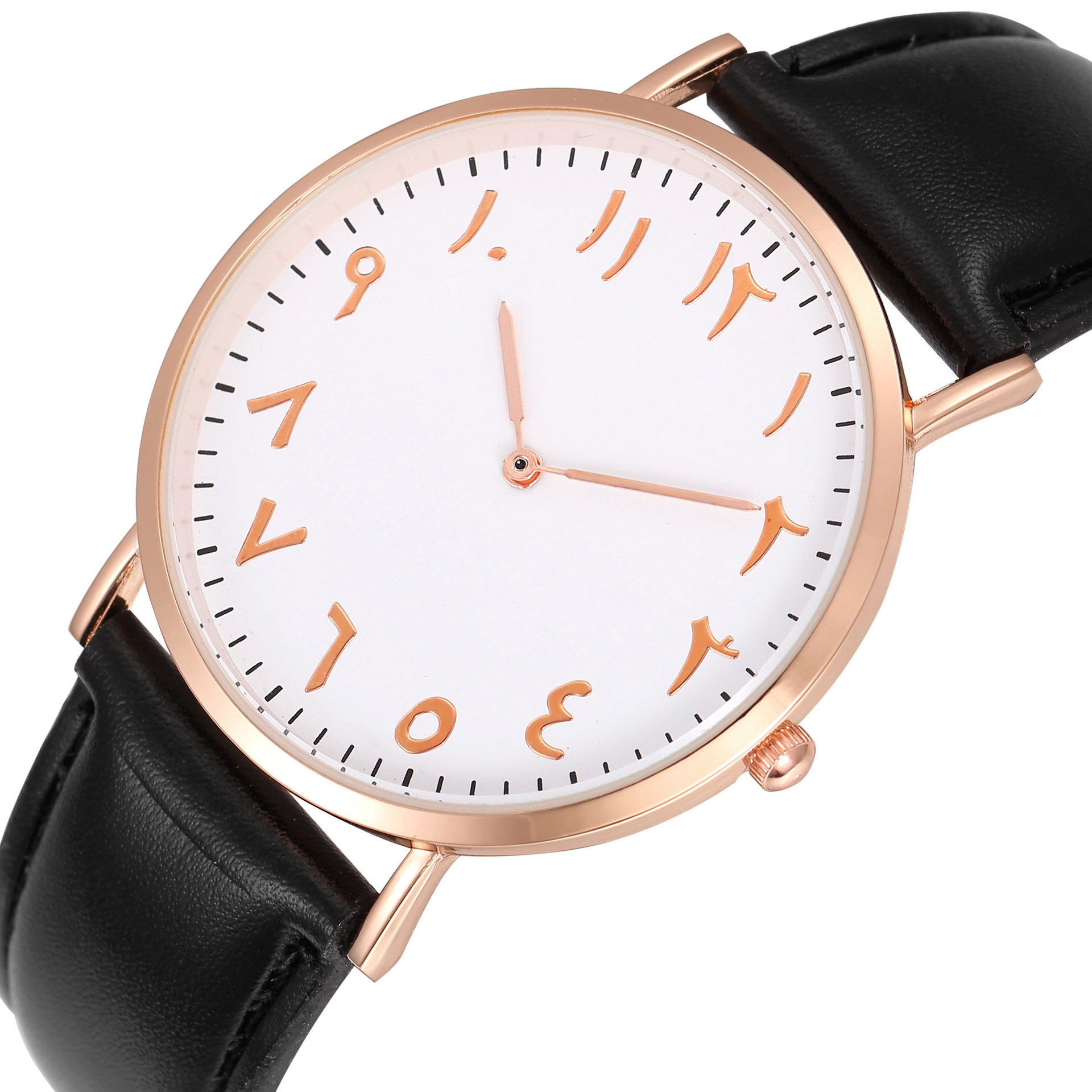 个性阿拉伯数字手表日内瓦皮带手表时尚时尚两针男女士石英表