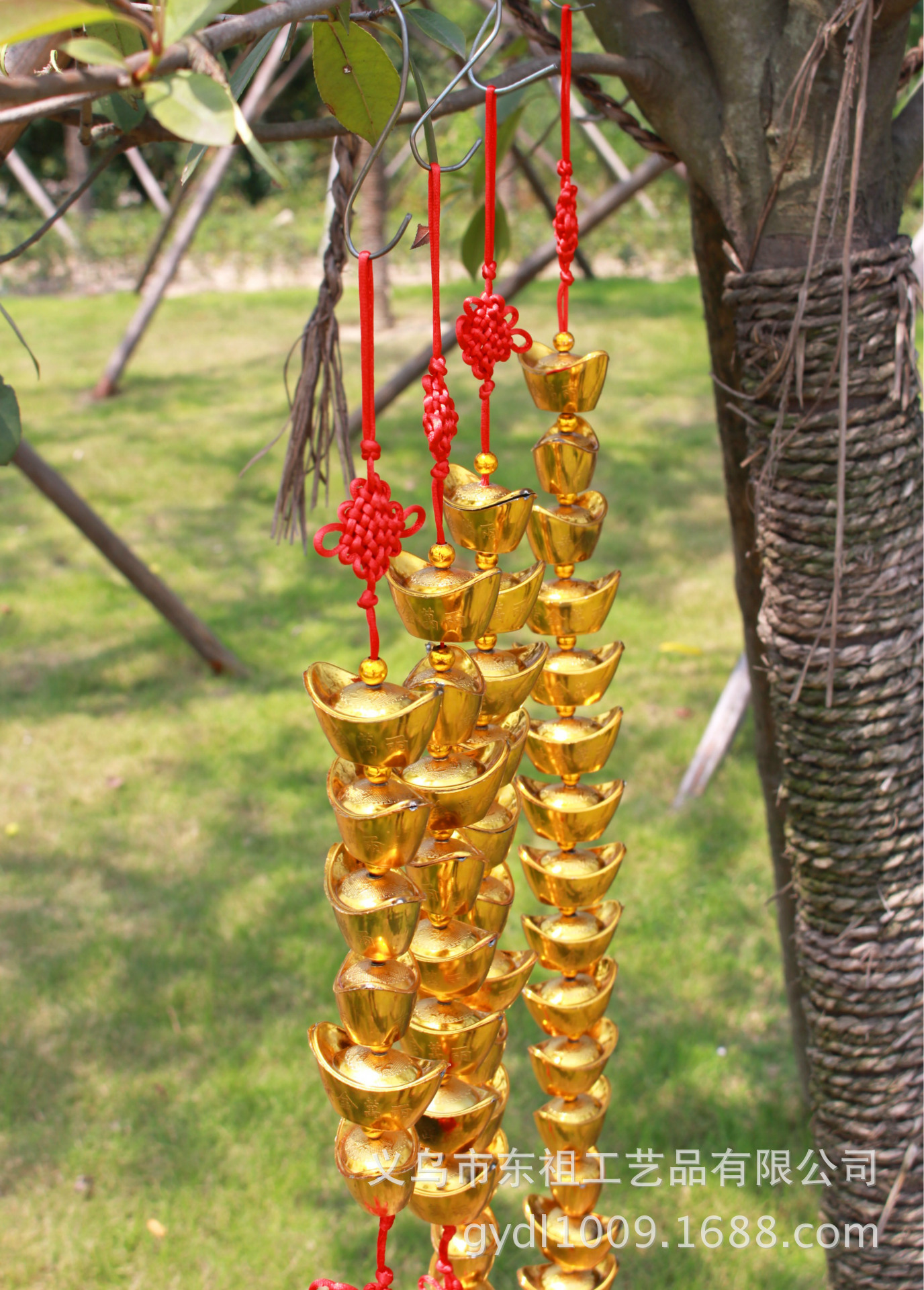 小元宝串 喜庆招财挂件 小金元宝串挂件多个串搭配中国结流苏元宝 - 