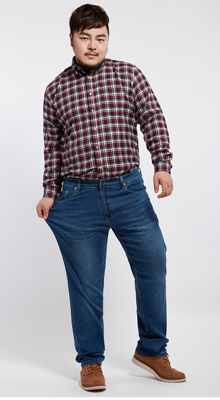 加肥加大弹力牛仔裤韩版潮休闲胖子长裤大码-男式牛仔裤