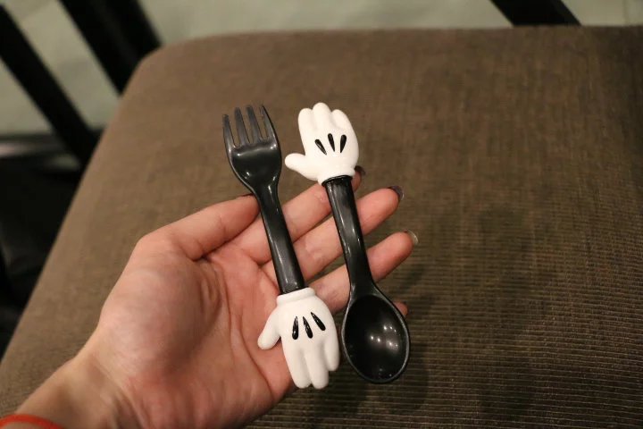 2016 ins儿童老鼠手掌勺子叉子卡通餐具宝宝训练辅食叉勺套装