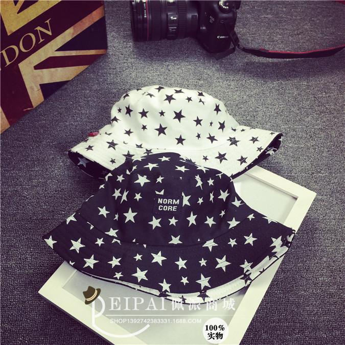 夏季可折叠男士女士户外防晒遮阳帽五星双面盆