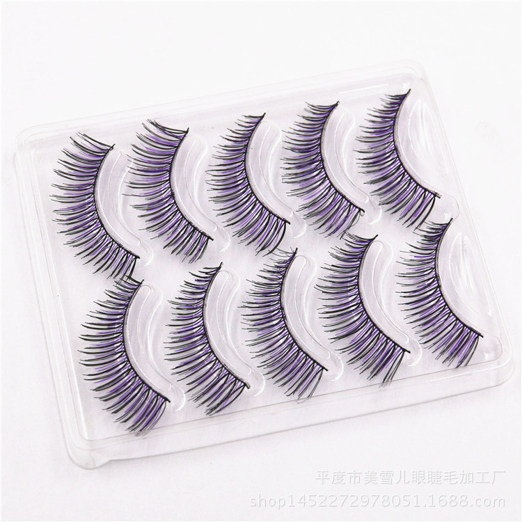 Color Pointed Tail Style False Eyelashes Wholesale Handmade Five Pairs Natural Long Eyelash Stage Makeup Eyelashes