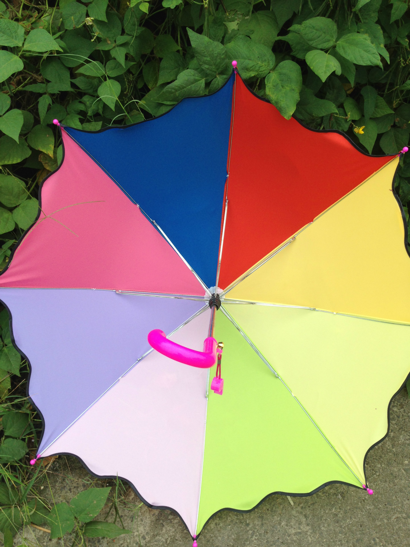 彩虹伞儿童晴雨伞荷叶边彩虹拼接伞