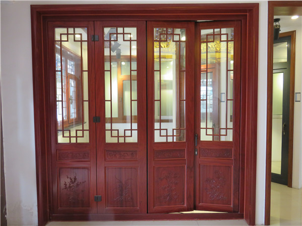 吉户门窗 实木折叠门可带花格和雕刻 3000*2400