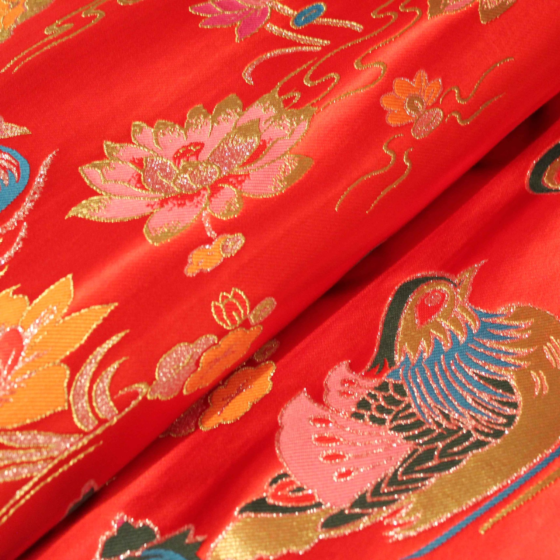 云锦鸳鸯戏水绣花旗袍面料唐装布料高档面料织锦缎布料丝绸特价