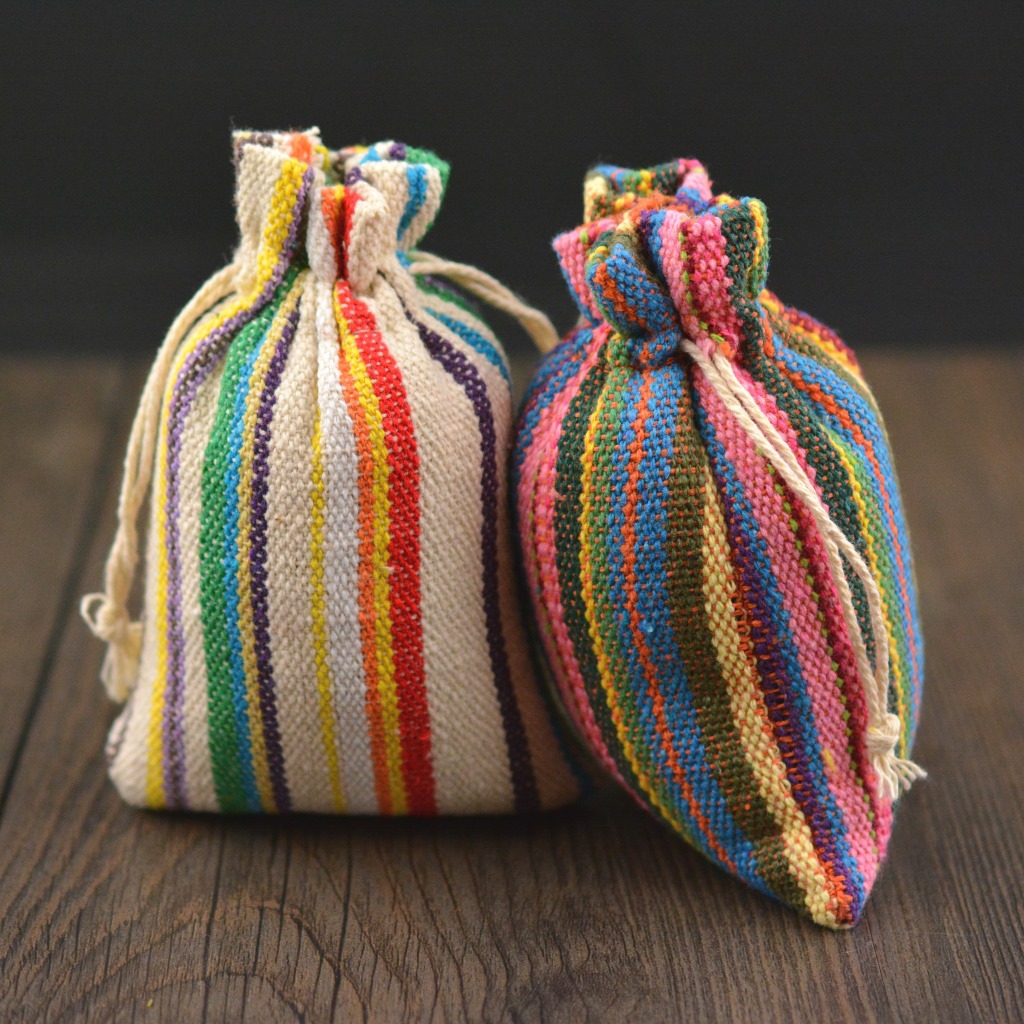 10*14cm新款麻布束口袋 礼品麻袋 拉绳袋批发 民族首饰饰品袋