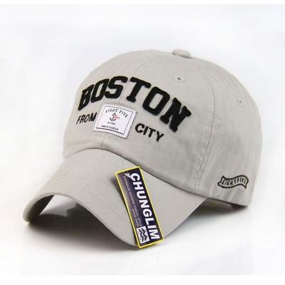 帽子韩版春夏款男女遮阳时尚休闲亮色棒球帽boston贴布