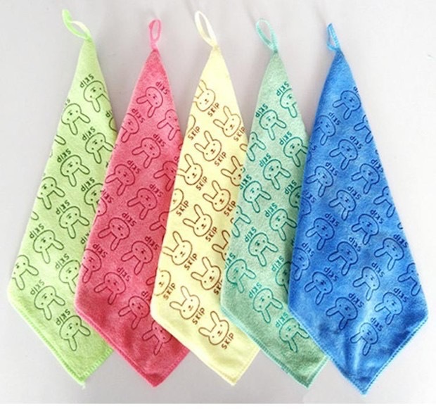 超细纤维卡通小方巾30*30柔软400克方巾婴幼儿童洗脸毛巾