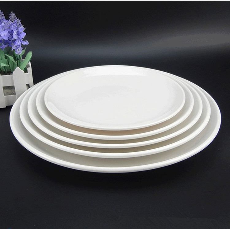 密胺酒店餐具仿瓷白色盘子 月光浅盘 平盘 自助餐盘拼盘 置物底盘