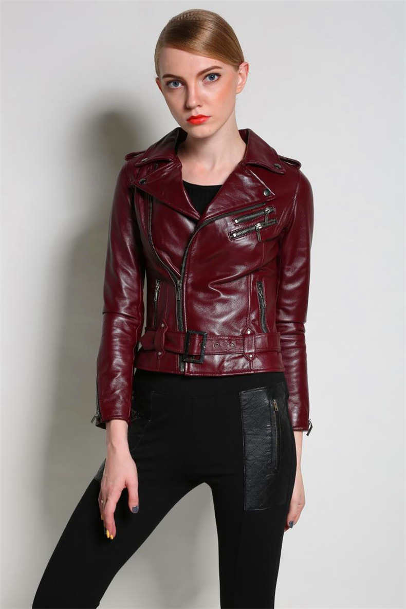 2016春秋新款女士羊皮皮衣女短款修身显