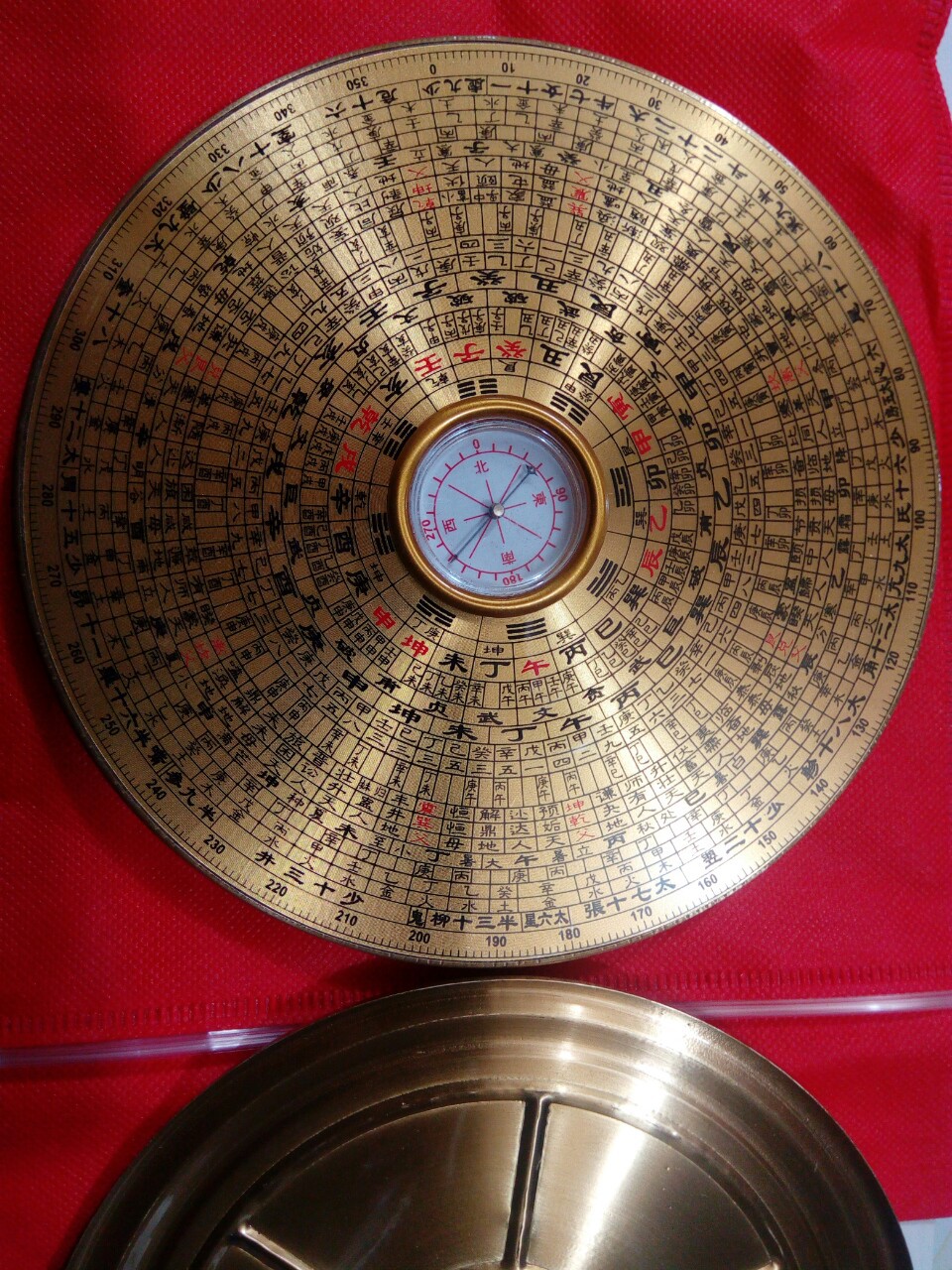 直径约18厘米铜圆罗盘铜皮合金罗盘