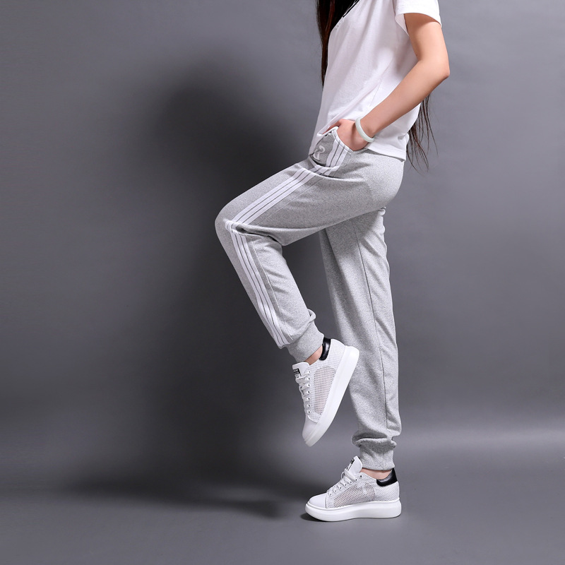 纯棉小脚运动裤女宽松收口哈伦卫裤女学生大