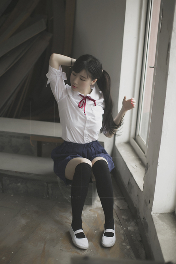 厂家直销 学生装丸襟圆领jk制服班服日本短袖校服衬衫套装x-1001