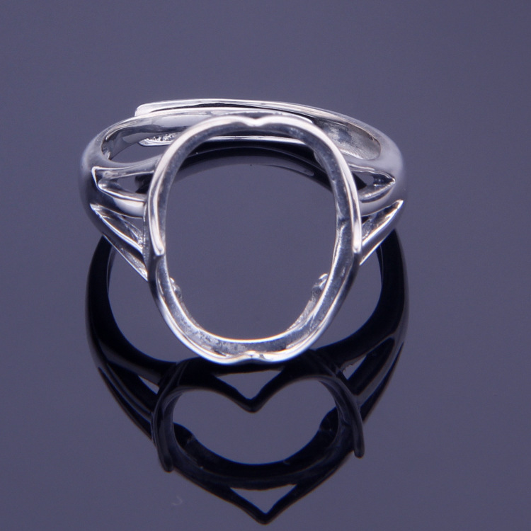 批发银戒托 925银戒指托 复古戒指空托 琥珀蜜蜡托12*15定制