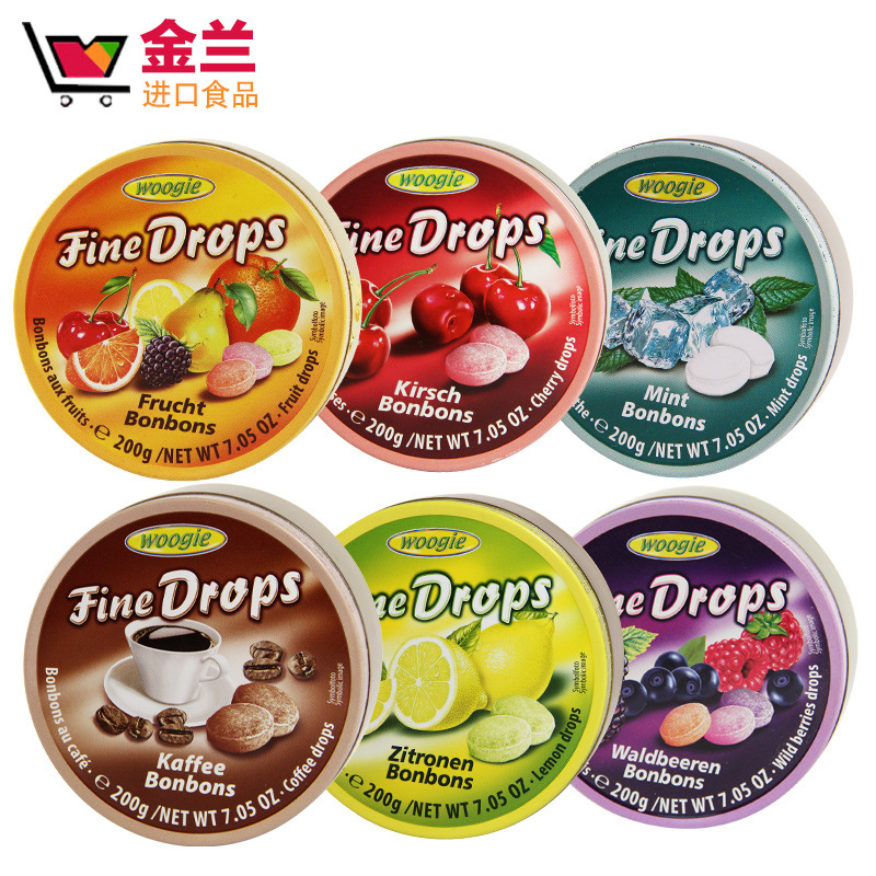 【金兰进口】德国进口糖果woogie牌铁盒水果硬糖 200g*10盒/件