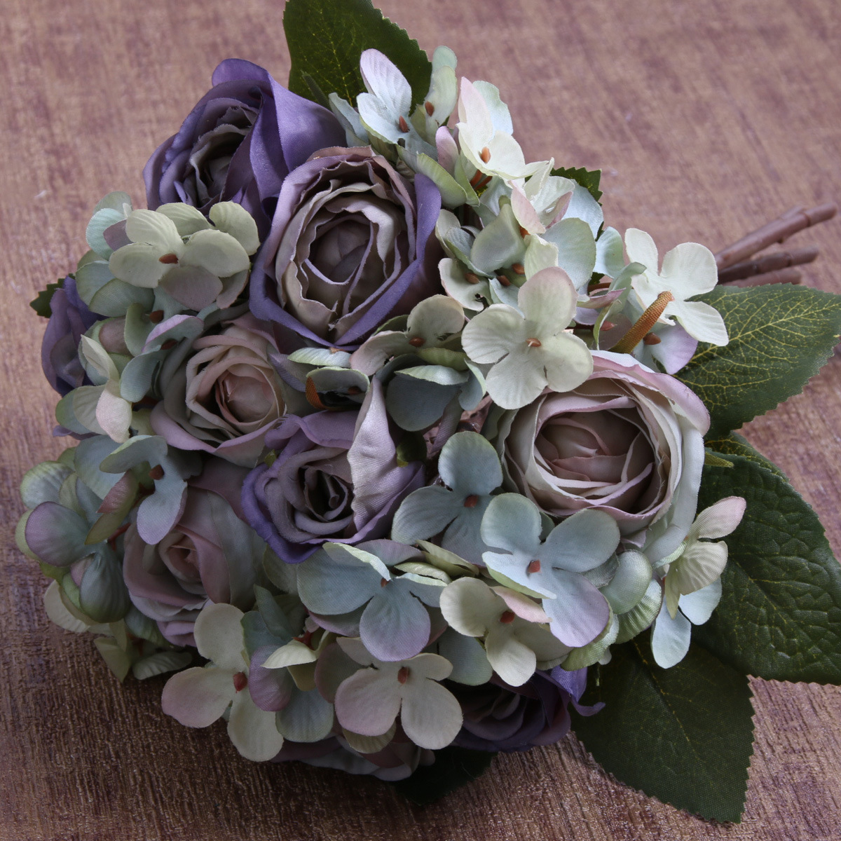 玫瑰绣球把束花 婚庆绣球花 高档仿真假花