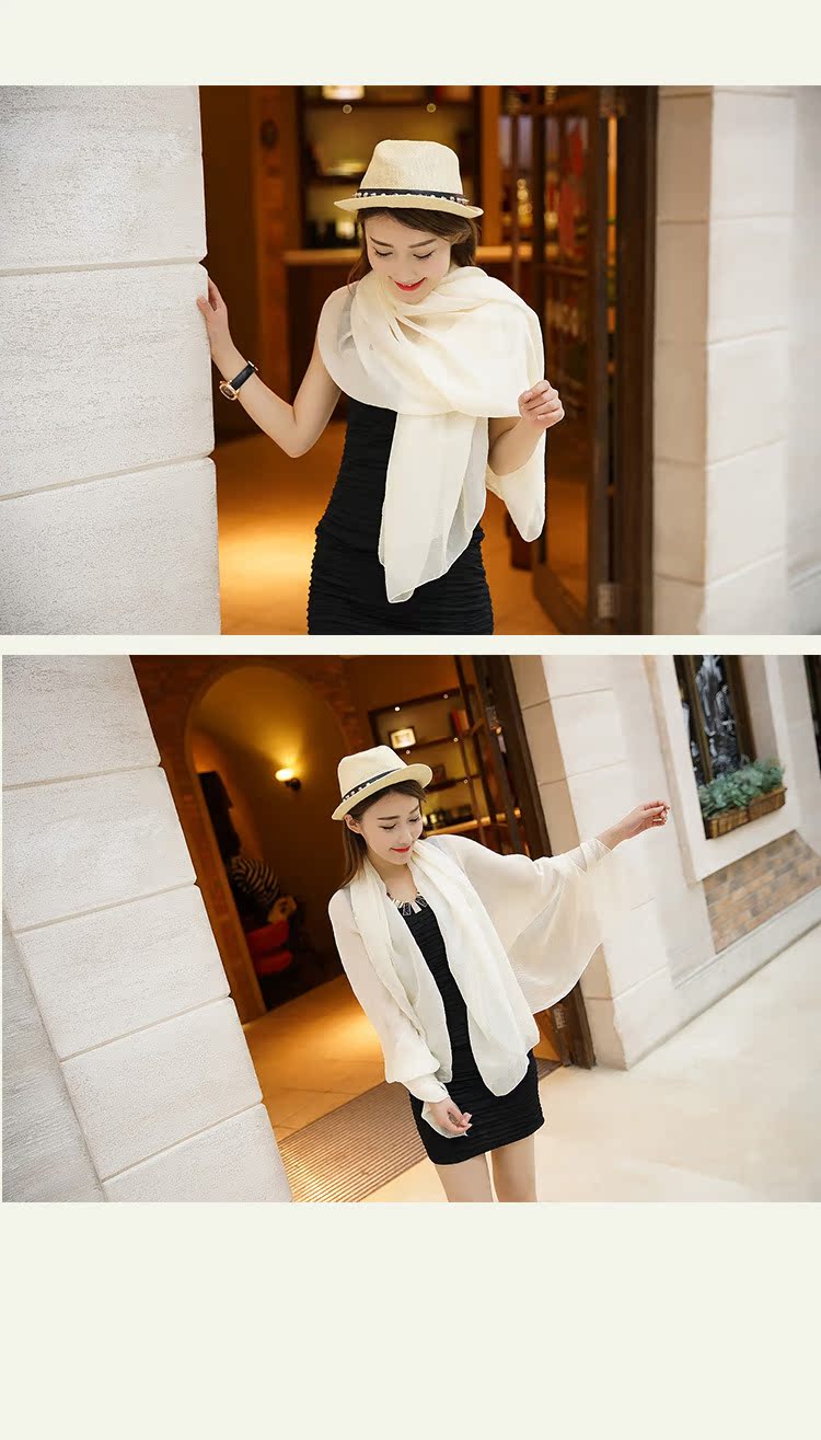 2019围巾春夏季防晒丝巾女长款海边遮阳纱巾沙滩巾仿真丝披肩