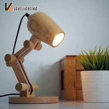 欧式现代简约实木台灯创意原木橡胶木台灯卧室床头台灯木艺灯具