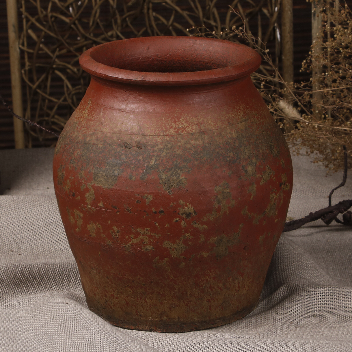 新款手工花盆花瓶陶罐复古做旧花盆做旧陶艺花盆仿古花盆粗陶古