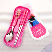 韩国采购两姐妹儿童不锈钢勺筷带盒LUMY勺筷盒套装
