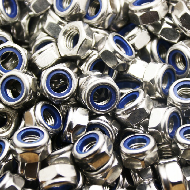 201不锈钢国标尼龙止退防松螺母外六角锁紧防滑螺帽m3/4/5/6-16