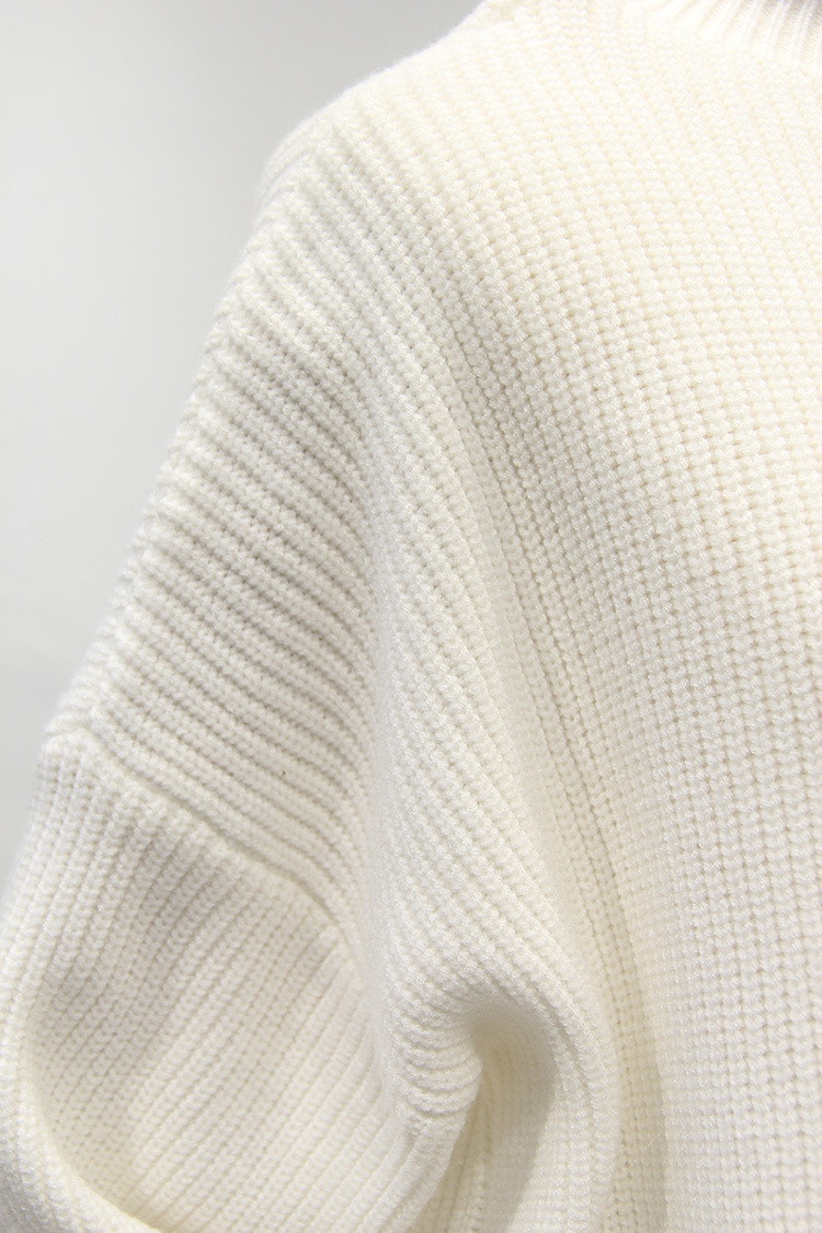 韩国原单冬装新款纯色高领百搭针织衫宽松卷边喇叭袖毛衣女w688b