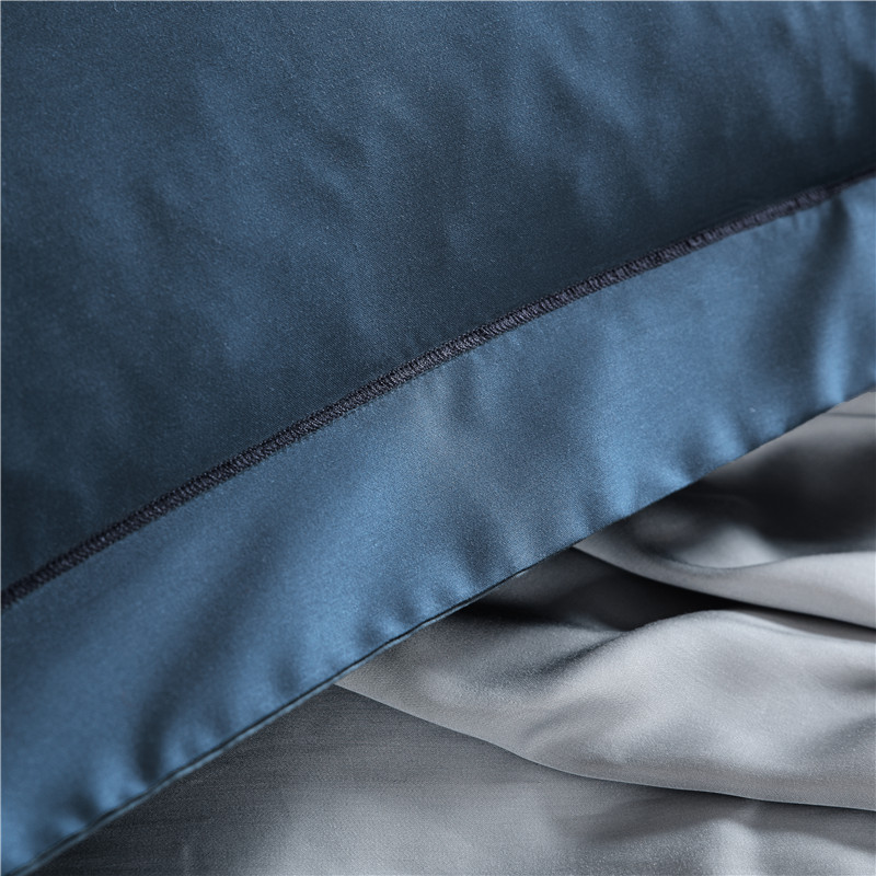 春夏厂家直销60s双面莱赛尔素色主义纯色蓝紫粉天丝四件套