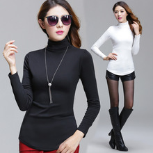 免费代理 大码女装胖mm韩版高领打底衫女秋季修身纯色长袖t恤309