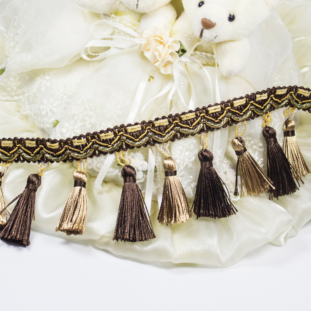 新款窗帘花边流苏 沙发抱枕婚庆影楼窗纱窗幔帘头装饰小吊穗13米