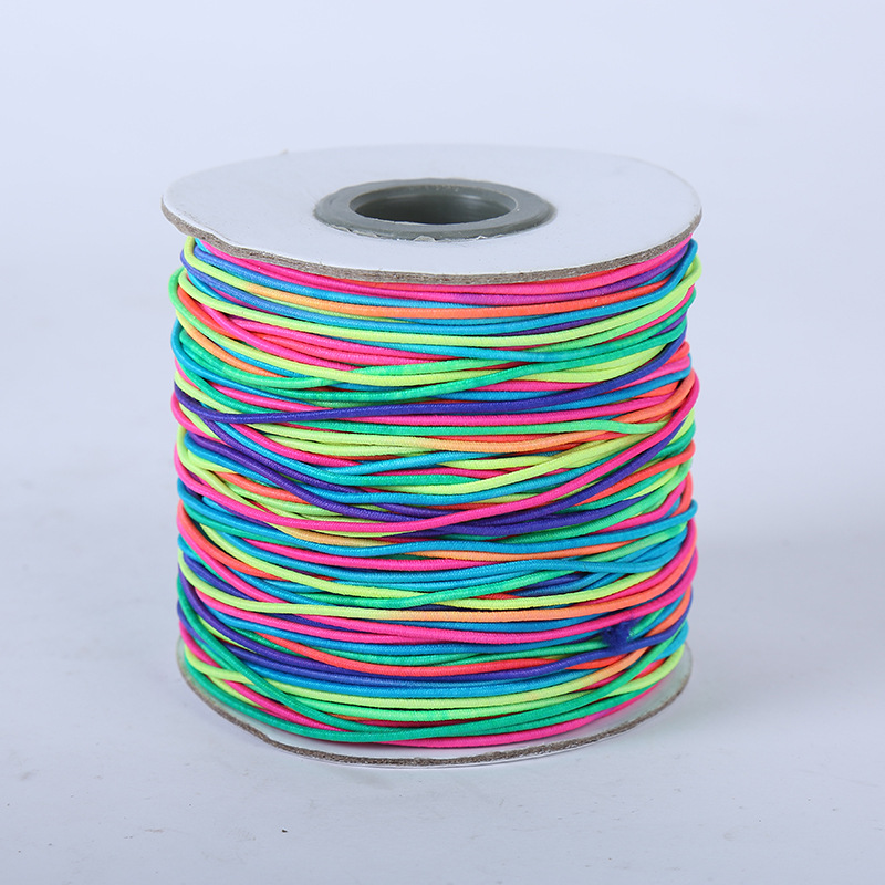diy饰品绳七彩包芯弹力线 五彩色佛珠线 包芯 1.0mm手工串穿珠线