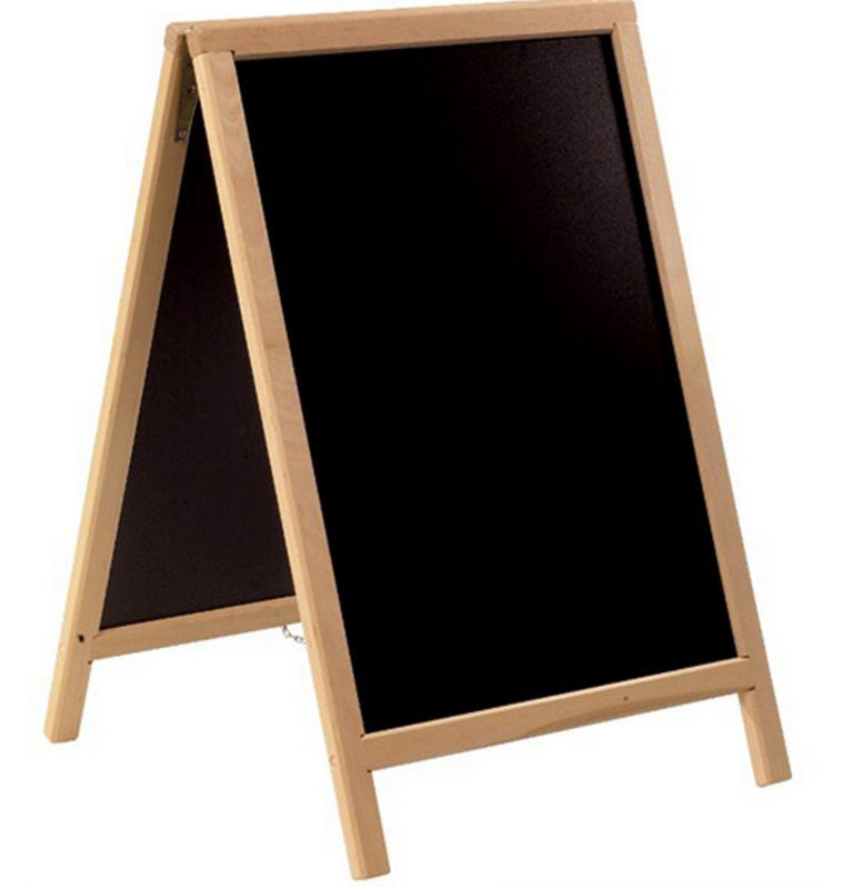 咖啡店双面黑板 原木立式展示宣传黑板架 支架式告示牌 定制批发