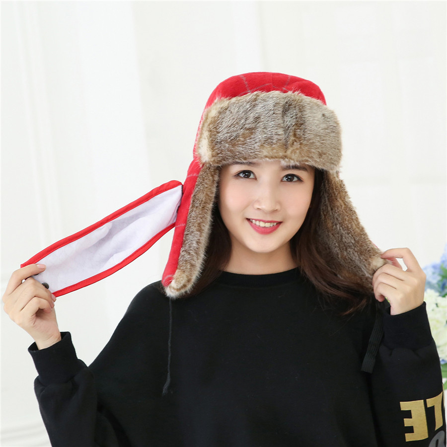 帽子新款全绒加厚雷锋帽尼格子防寒保暖户外滑雪帽东北护耳棉帽