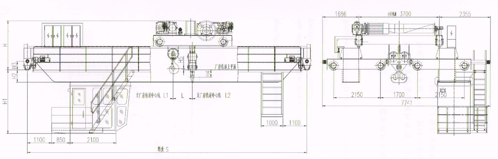 双梁行车 桥式吊车 电厂用低净空双梁桥式起重机 起重机厂家