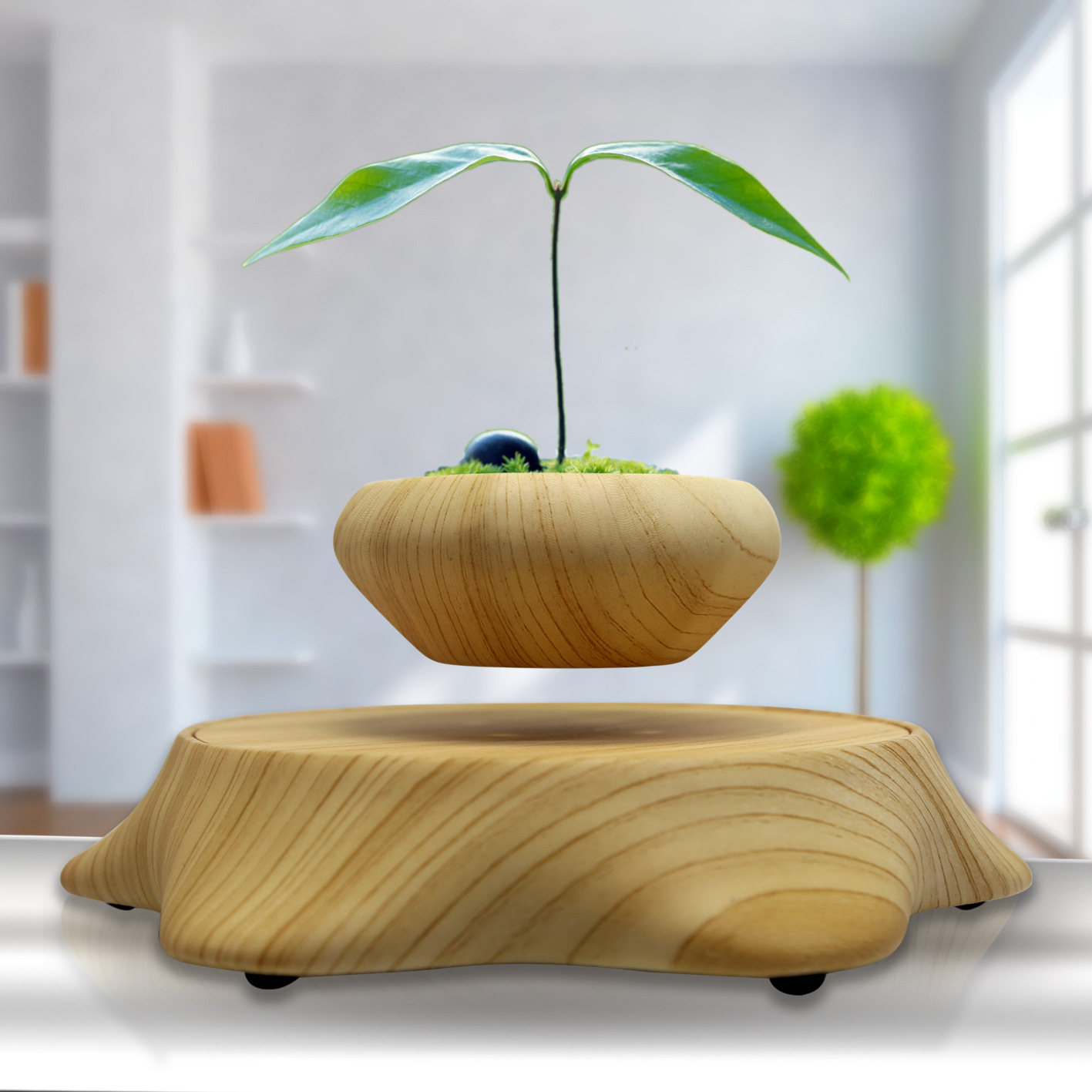 磁悬浮树脂植物工艺品 磁悬浮新奇创意空中盆栽摆件 深圳创意