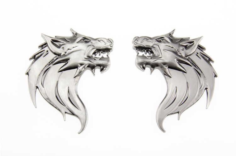 狼图腾徽章汽车个性狼头金属车贴改装车标狼头贴标金属狼标