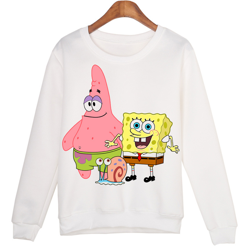 ebay 卡通搞笑海绵宝宝派大新小蜗图案上衣 百搭休闲闺蜜卫衣