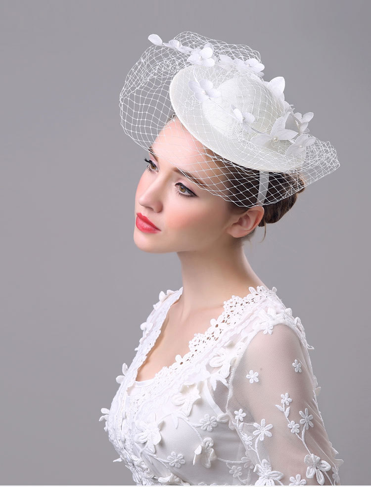 手工亚麻蕾丝网纱森女婚纱新娘礼帽头花结婚