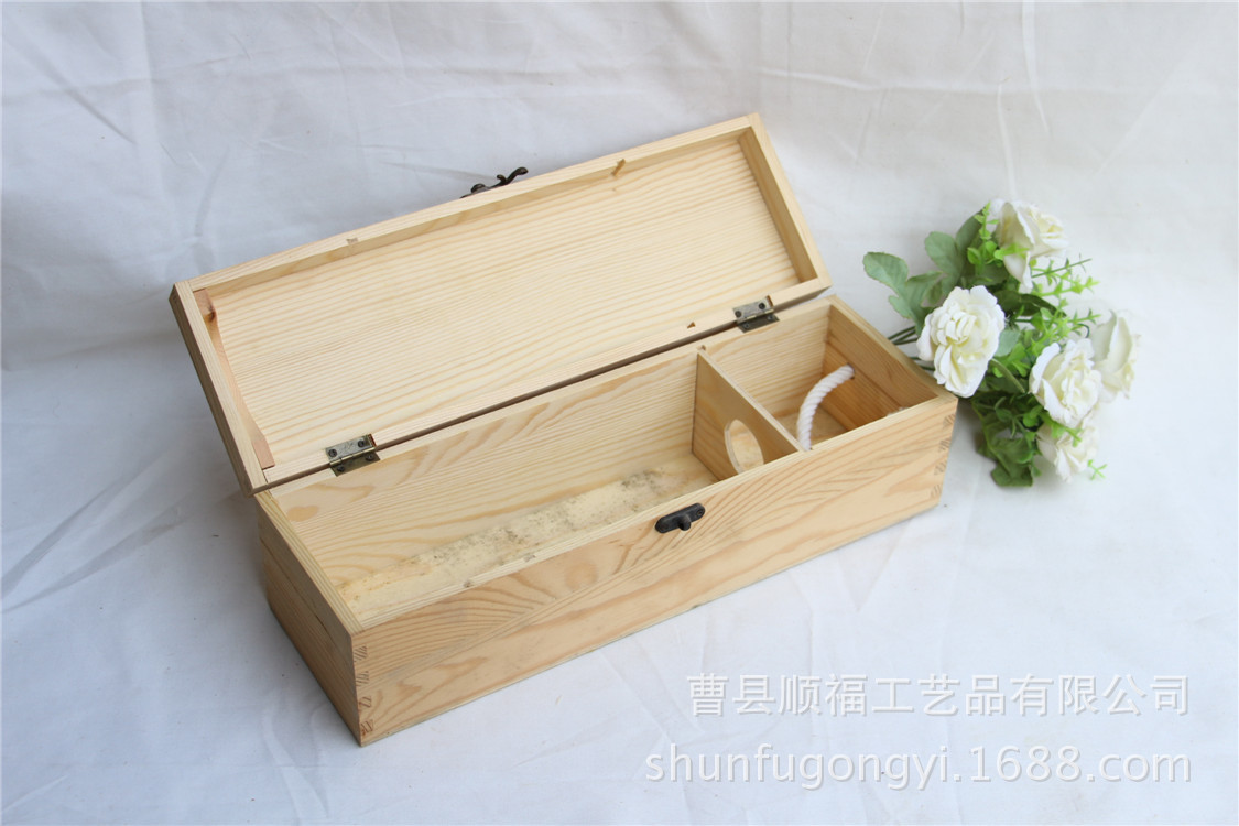 新款松木红酒礼盒 红酒包装盒 红酒木盒 单只红酒包装