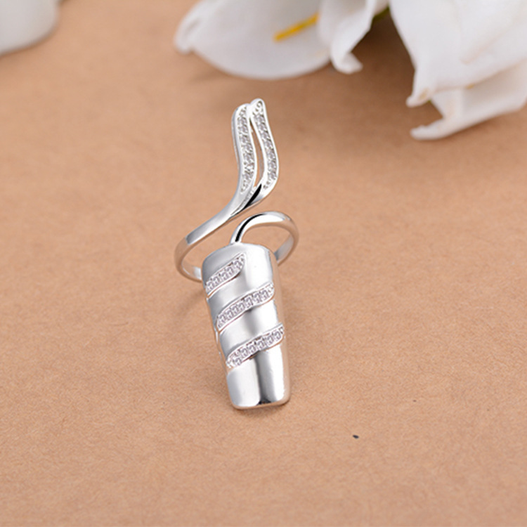 Korean Style Personalized Fashion Creative Open Ring Nail Ring Women's Temperament Wild Diamond-Embedded Fingernail Cap Ornament Wholesale